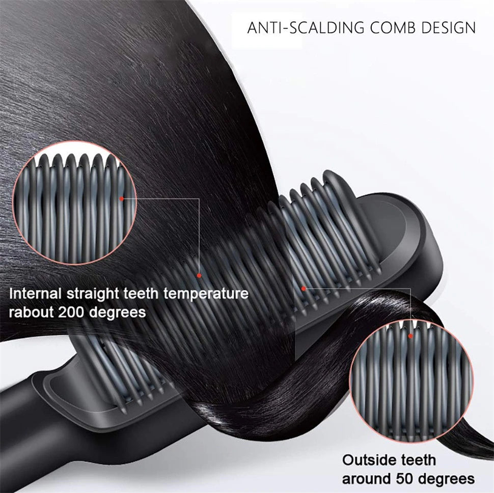 Hair Brush Hot Air Comb Straightening Dryer Styler Air Hot Air Brush Flat Iron Hair Straightener Brush